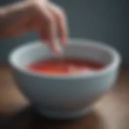 Close-up of Betadine solution in a bowl