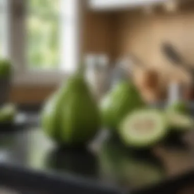 Chayote on a kitchen counter