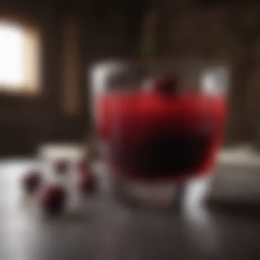 A vibrant glass of cherry juice highlighting its rich color