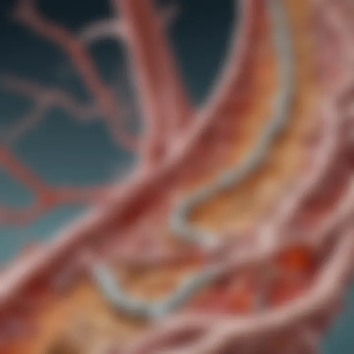 An illustration depicting the complex biochemical pathways involved in chronic gout without tophus.
