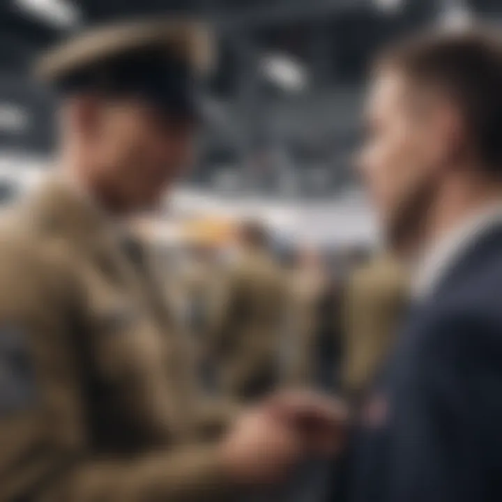 Veterans networking at a job fair