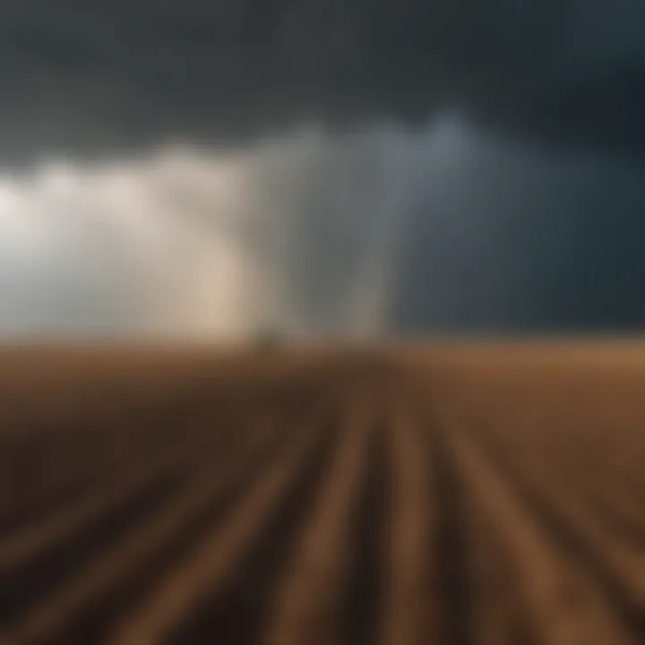 Farm fields affected by weather conditions