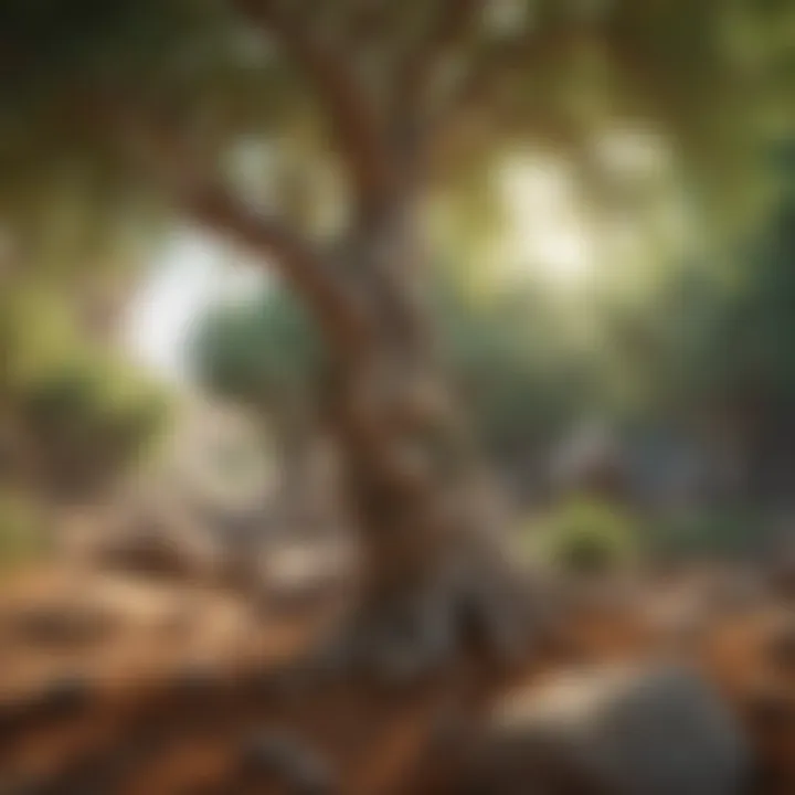 Detailed illustration of Boswellia tree and its resin