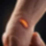 Close-up view of inflamed skin on the thumb