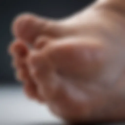 Close-up of irritated skin on the foot