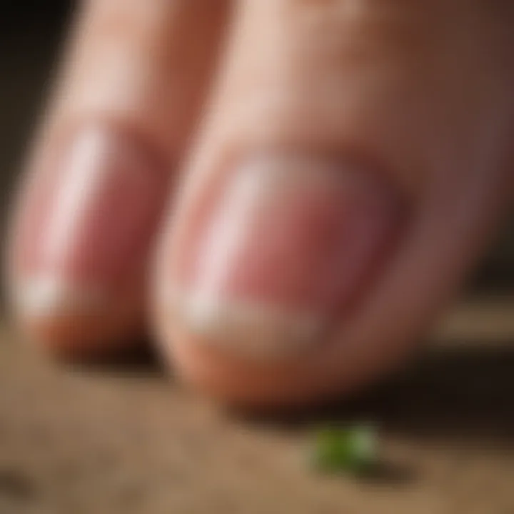 Close-up of toenails showing signs of fungal infection