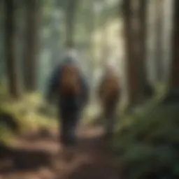 Elderly individuals enjoying a gentle hike in a serene forest