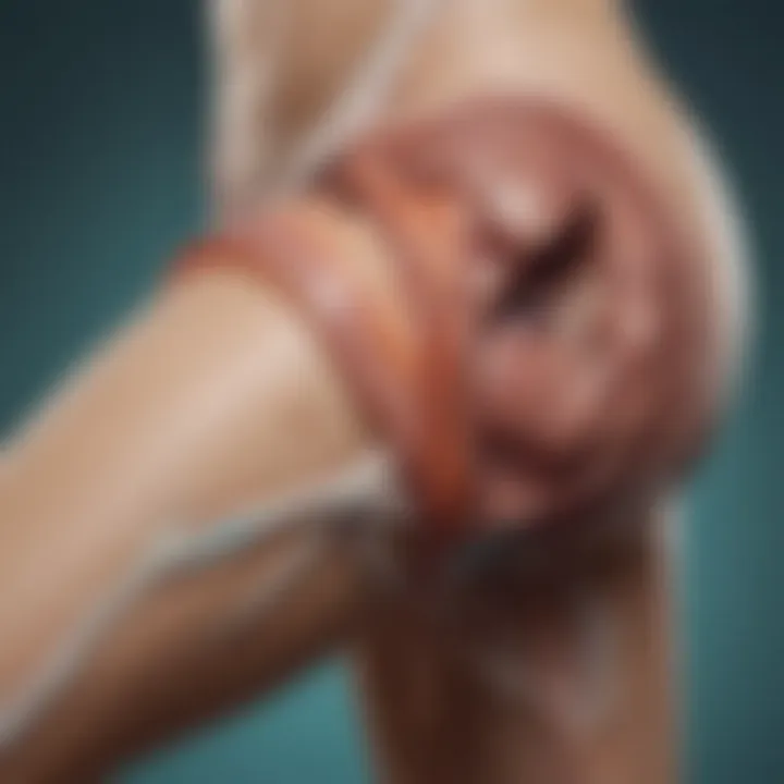 Illustration showing the anatomy of the leg with highlighted pain areas associated with ovarian cancer.