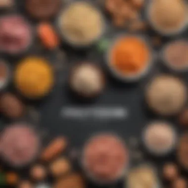 Aesthetic Display of Protein Sources Illustration of protein-rich foods arranged aesthetically