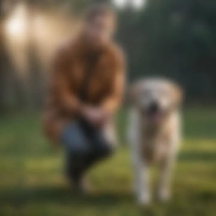 A serene dog training session reflecting positive reinforcement techniques