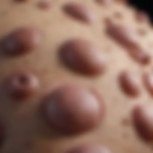 Close-up of Fordyce spots on skin