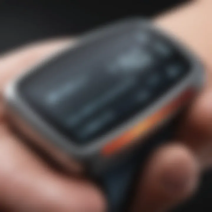 Close-up of Freestyle Precision Neo device displaying blood glucose results