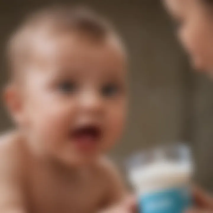 Infant receiving a thickened formula with Gelmix in a nurturing environment