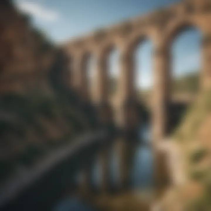 Historical depiction of ancient aqueduct systems