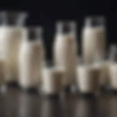 Various types of inline milk filters arranged for comparison.