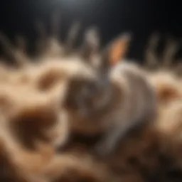 Close-up of rabbit fur showing mite infestation