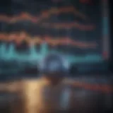 An abstract representation of stock market trends influenced by social media discussions.