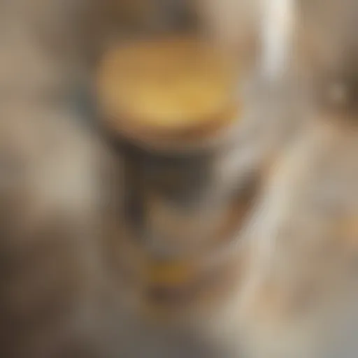 A close-up view of a jar of Manuka honey with a wooden dipper, showcasing its rich, golden texture.