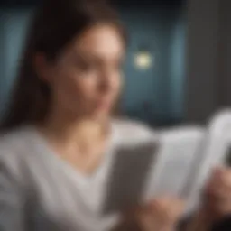 A thoughtful individual reading a mental health nursing journal