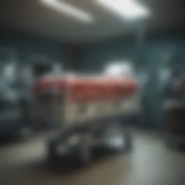 A serene setting illustrating neonatal transport with isolette in a clinical background.