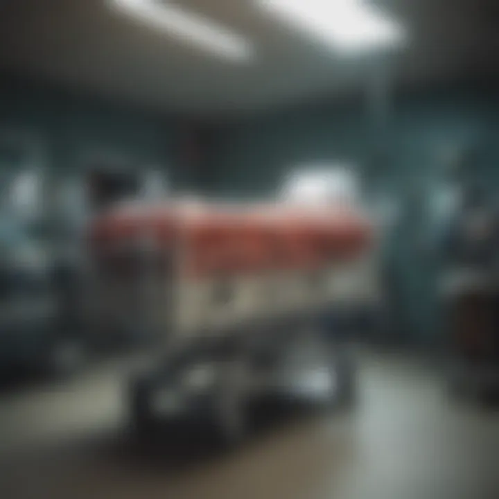 A serene setting illustrating neonatal transport with isolette in a clinical background.