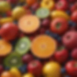 A vibrant arrangement of colorful fruits, showcasing their rich nutrients and benefits for lung health.