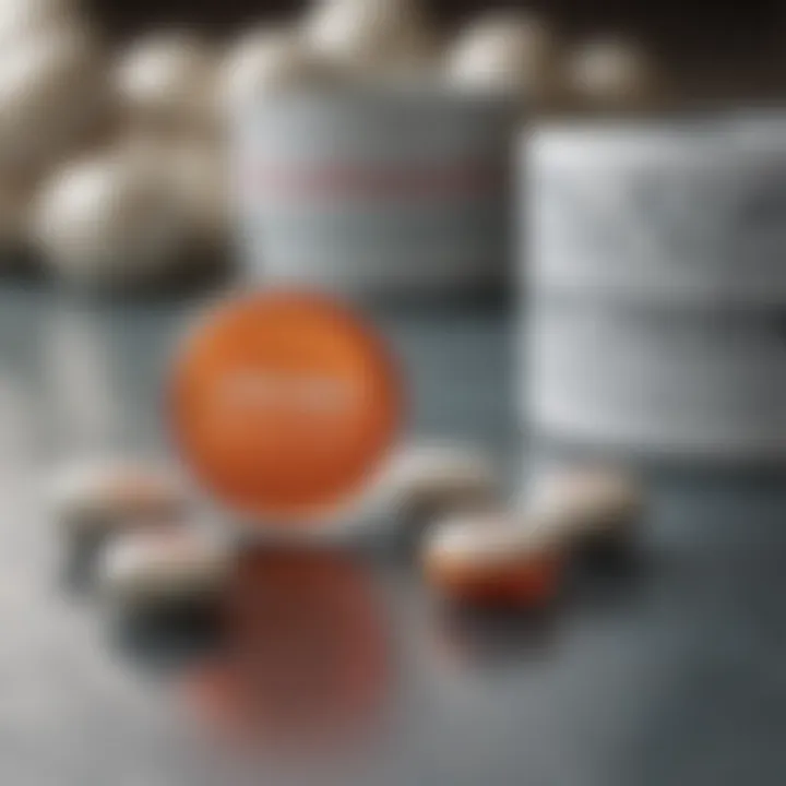 A close-up of dutasteride pills with a backdrop of health literature