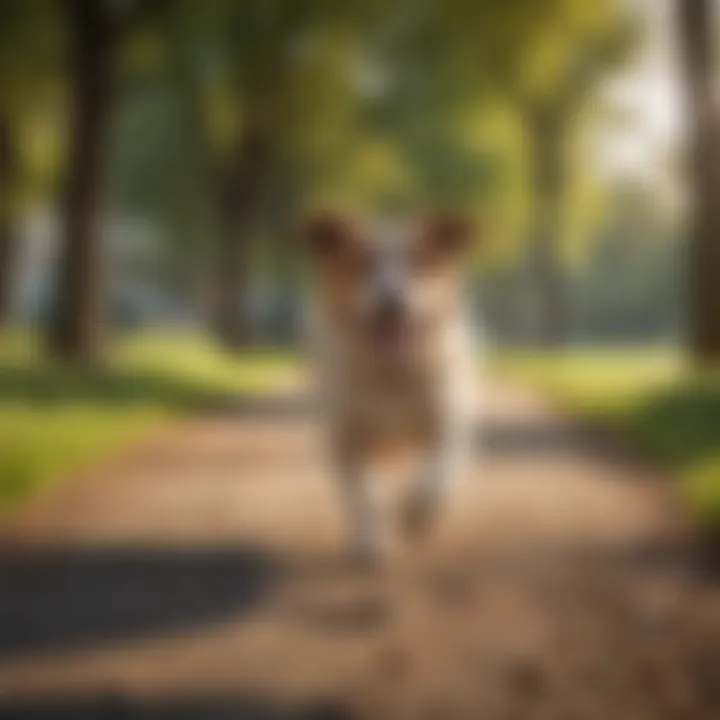 A dog enjoying a walk in the park, showcasing mobility