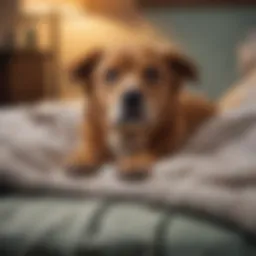 A senior dog resting comfortably on a cozy blanket