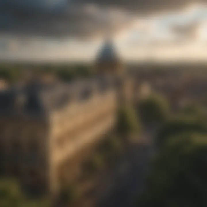 A serene view of the Oxford skyline featuring historical architecture and lush greenery.