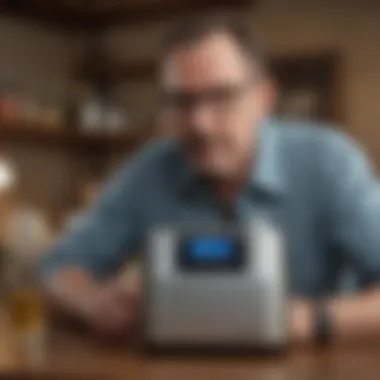 User using a portable oxygen concentrator in daily life