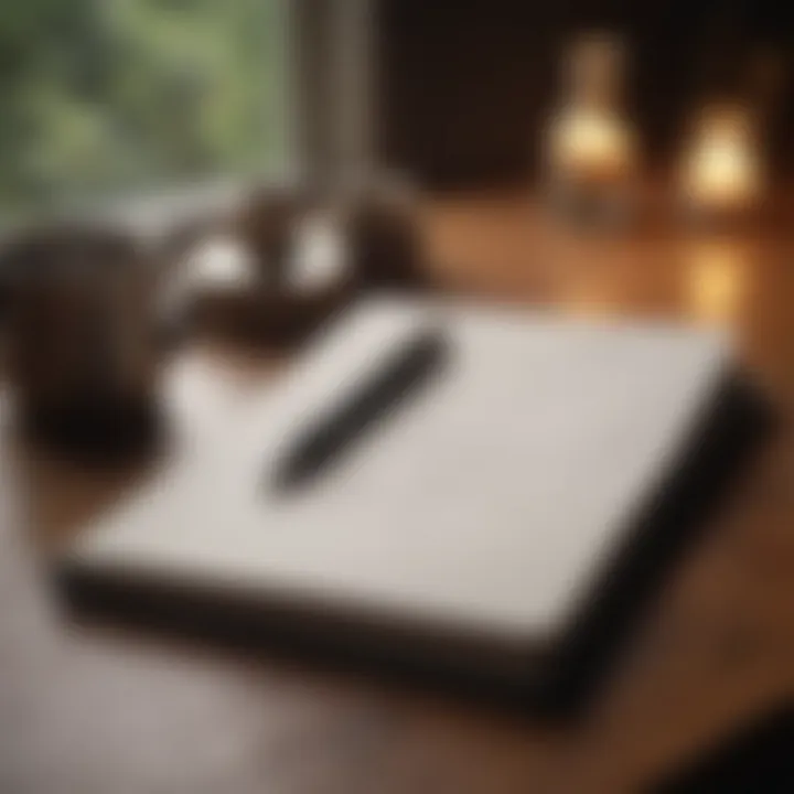 A notebook and pen, representing personal reflection and coping