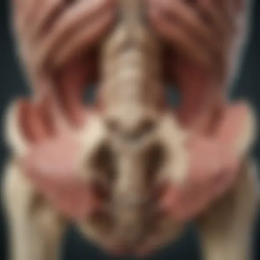 Anatomical diagram of the sacroiliac joint illustrating its structure and surrounding tissues