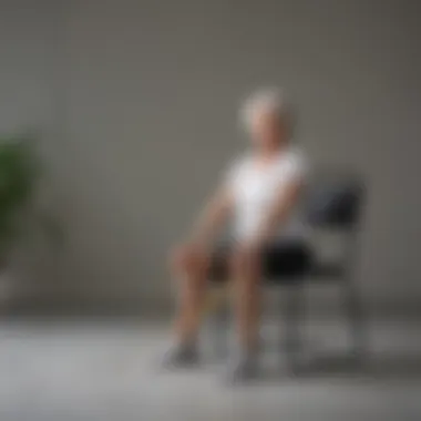 Seated Balance with Resistance Bands Elderly individual practicing seated balance with resistance bands