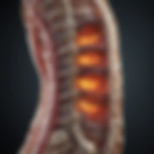 Illustration of spinal anatomy affected by stenosis