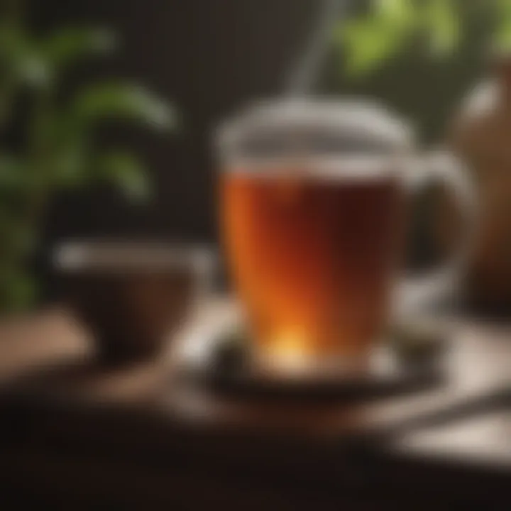 A serene tea-drinking scene promoting relaxation and health.
