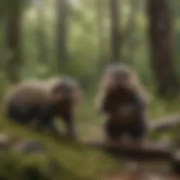 Common marmoset foraging in its natural habitat