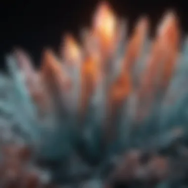 Strontium Crystals in Luminescent Display Close-up view of strontium crystals exhibiting luminescent properties
