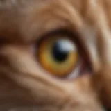 Close-up of a cat's eye with focus on the pupils