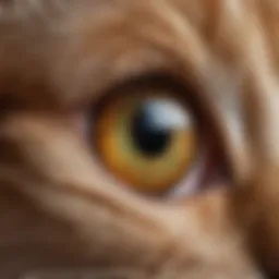 Close-up of a cat's eye with focus on the pupils