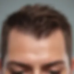 Close-up of a scalp showing irritation and redness