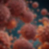 Microscopic view of hepatitis B virus particles