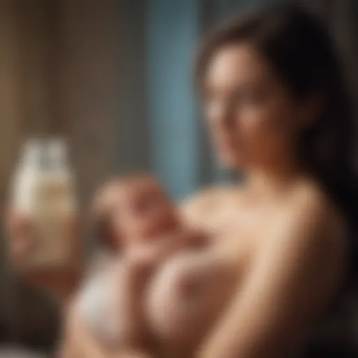 A nursing mother with a serene expression, embodying the essence of breastfeeding.