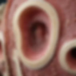 A detailed illustration of bone marrow showing dysplastic cells