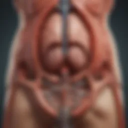 An anatomical diagram illustrating the urinary system and its relation to overactive bladder.