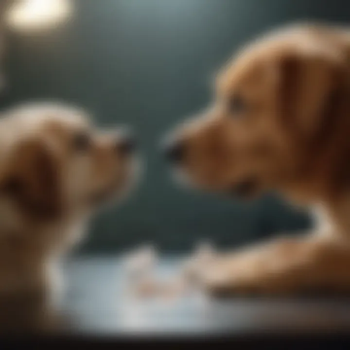 Veterinarian measuring dosage for a dog