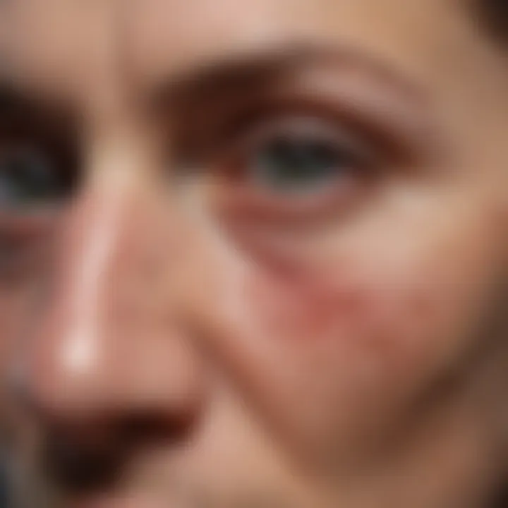 Close-up view of facial scabies lesions