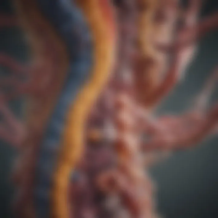 Illustration of the diverse microbial species within the digestive tract.