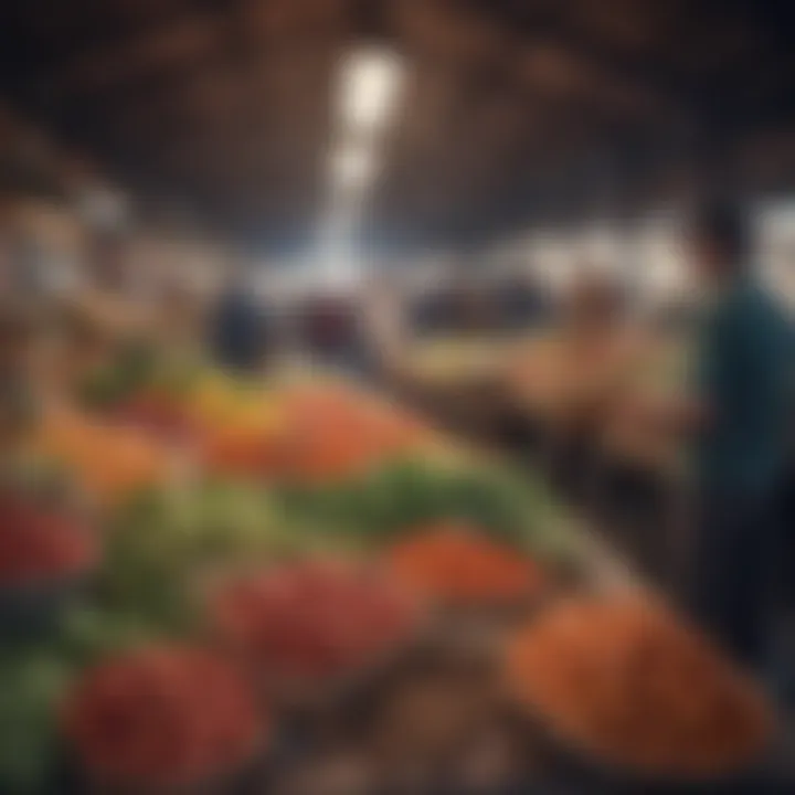 A vibrant market scene showcasing local produce, symbolizing economic opportunities for rural economies.