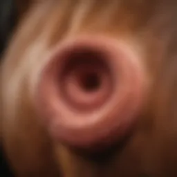 Close-up view of a horse's stomach highlighting ulceration areas